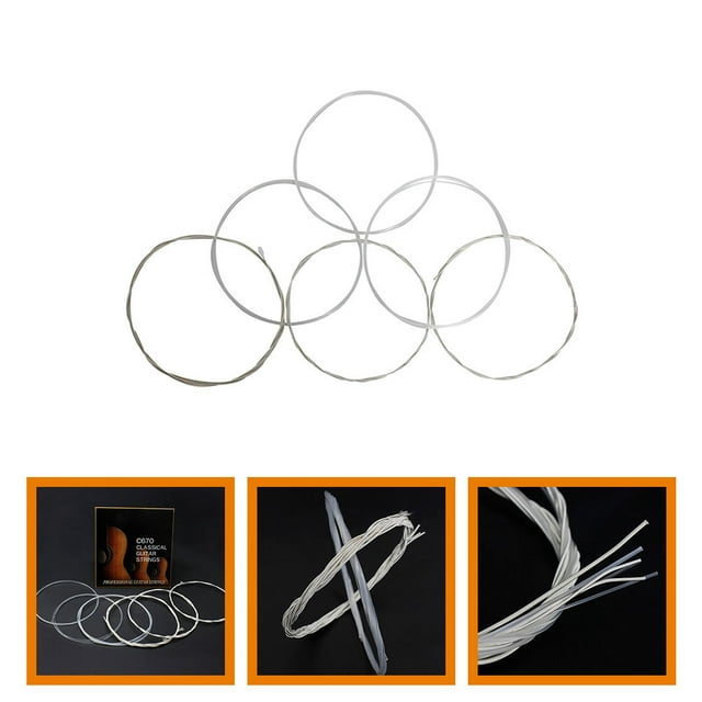 HEALEEP 6Pcs Silver Metal Acoustic Guitar Strings Easy to Install for Classical Folk and Bass Guitar
