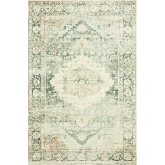 Loloi Rosette Teal / Ivory 5'-0" x 7'-6" Area Rug