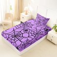 thumbnail image 4 of Feelyou Happy Halloween Spider Web Twin Sheets, Spooky Animal Bedding, Purple Black, 3-Piece, 1 Flat Sheet, 1 Fitted Sheet and 1 Pillowcase, 4 of 5