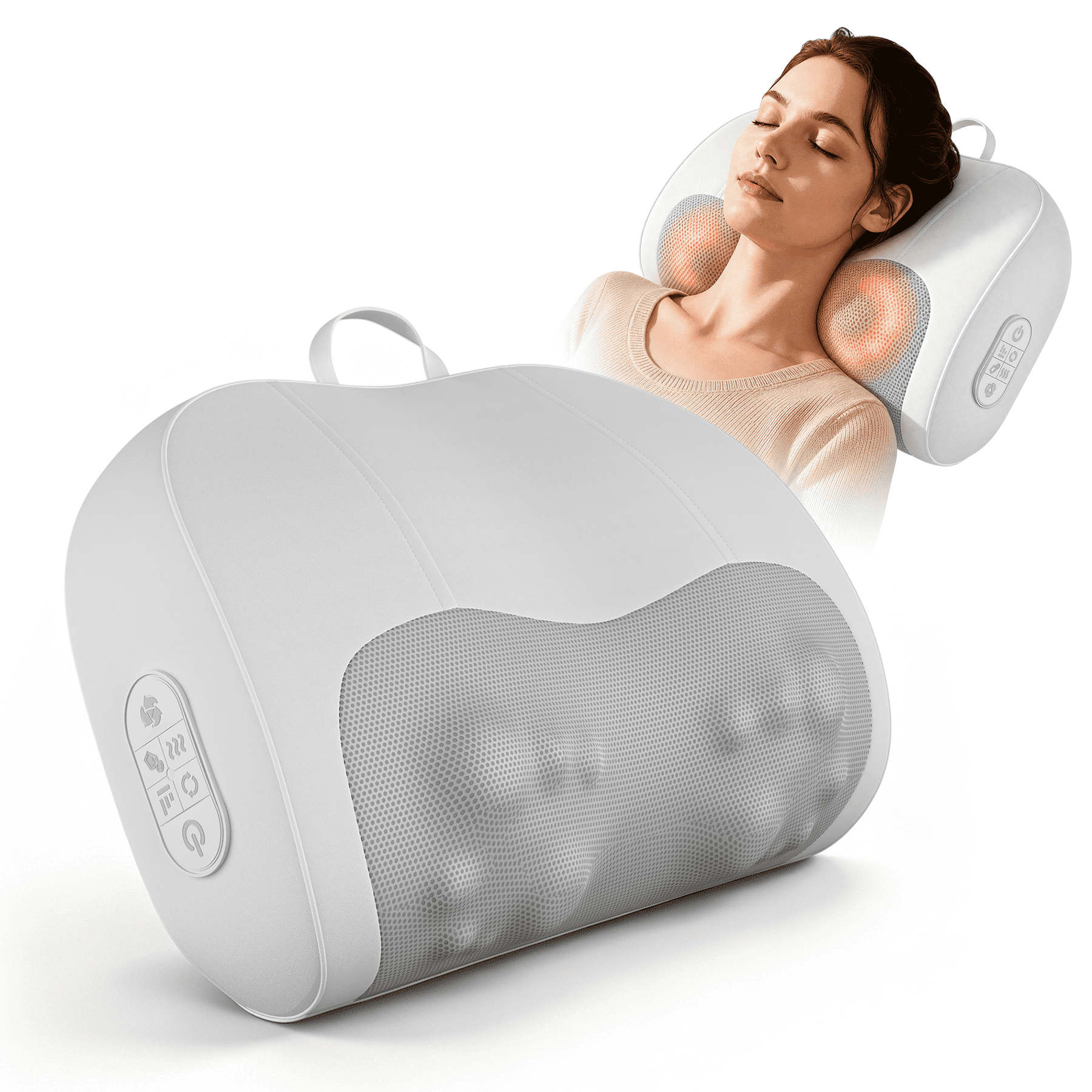 Multi-Functional Neck and Back Massager with Heat, Rechargeable Massager Pillow with 3D Kneading Deep Tissue, Cordless & Portable, Full Body Relaxation at Home/Office/Travel,Ideal Gift