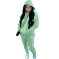 thumbnail image 3 of Lumento Women Tracksuit Sets Long Sleeve Jogger Set Hooded Neck Two Piece Outfit Hoodies Sweatsuits Drawstring Sweatshirts And Sweatpants Mint Green 2XL, 3 of 4
