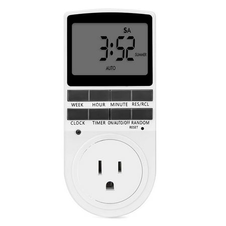 

Digital Timer Switch Plug Kitchen Timer Outlet 60HZ 7 Day 12/24 Hour Programmable Timing Socket