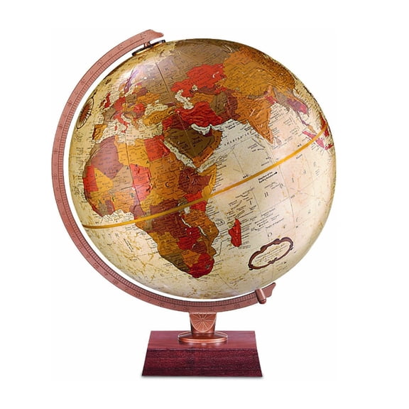 10-Inch Vintage World Globe with Wooden Base – Luxury Antique Style Desk Globe, Classic Rotating Earth Globe for Office, Study & Home Decor