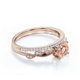 thumbnail image 2 of Dazzling 1.75 Carat Round Cut Morganite And Diamond Moissanite Classic Inspired Engagement Ring, Unique Twist Band Wedding Ring in 925 Sterling Silver With 18k Rose Gold Plating, One Matching Band, 2 of 3