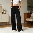 thumbnail image 7 of Gfyviroh Soft Pants for Women High Waist Button Lightweight Athletic Pants Loose Straight Leg Casual Workout Trousers, 7 of 7