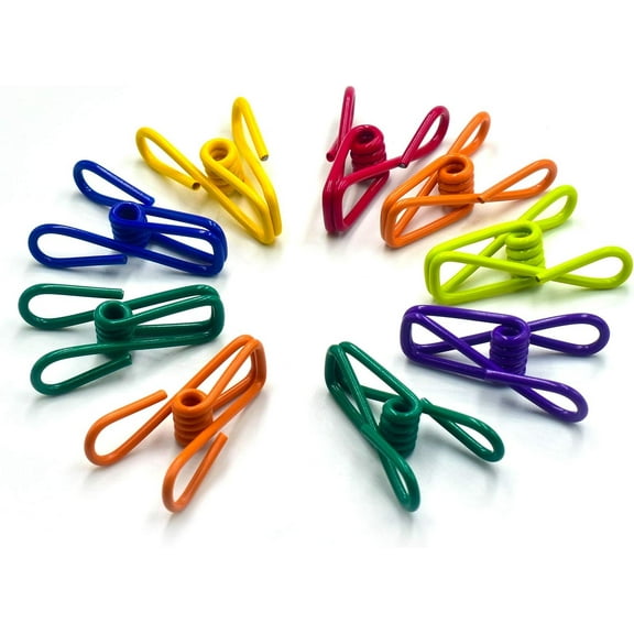10pack- Food clips, clips, sandwich self-help clips, coated steel clips for sealing food packaging, household clothing clips, towels, socks, underwear (random 10 colors)
