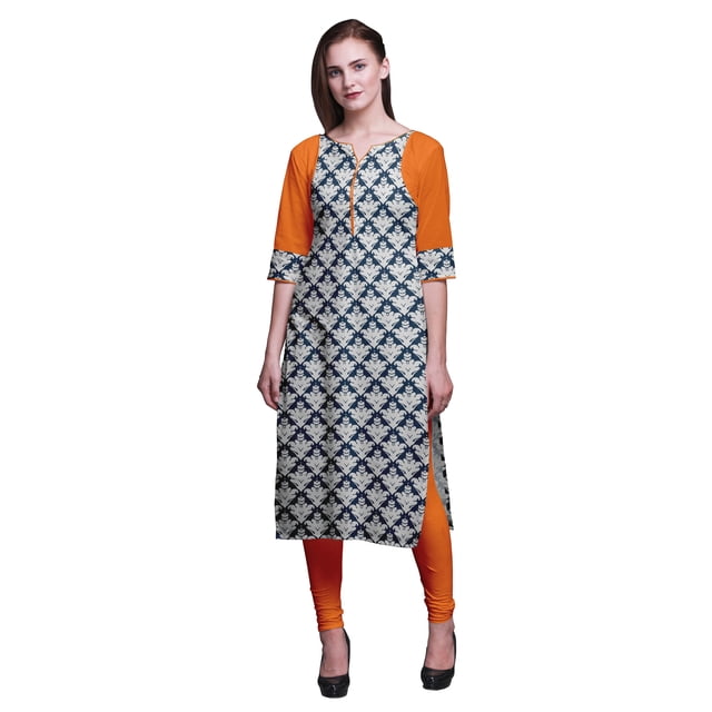 Bimba Robe Kurti Longue en Coton Imprimé, Tunique Droite, Robes pour Femmes, Haut Indien - Grand