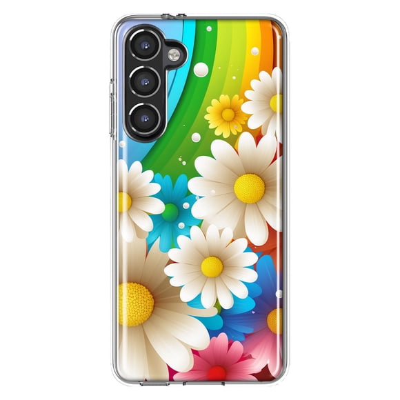 MUNDAZE Samsung Galaxy S23 Colorful Rainbow Daisies Blue Pink White Green Double Layer Phone Case Cover