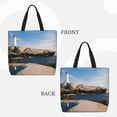 thumbnail image 3 of Ratiio Lighthouse Print Reusable Grocery Bag Shopping Bags with Zipper Shoulder Shopping Handle Bag Suitable for Outdoor Convenient Daily Bag, 3 of 8