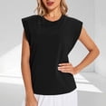 thumbnail image 2 of Cap Sleeve Tank Tops Womens Cotton Summer Casual Loose Fit Basic Tee Shirts Workout Yoga Gym Fashion (2XL, Black), 2 of 4