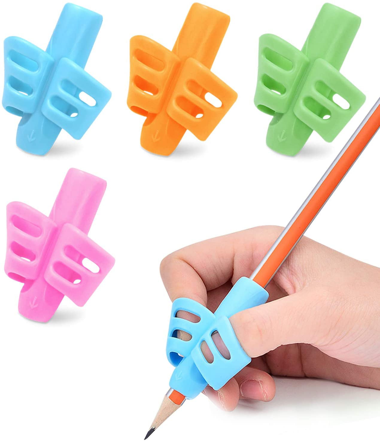 Pen Writing Aid Grip Children Pencil Holder Posture Correction Tool For Kid 4Pcs 