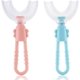 thumbnail image 1 of 2pcs Cepillo de dientes para niños en forma de U, cepillo de dientes manual en forma de U de 360 ° Dientes limpios de boca entera, cepillo de dientes de entrenamiento manual suave para niños con cabezal de cepillo de sílice suave de grado alimenticio para 4-8 años (azul + rosa) oso de fresa Electrónica, 1 of 7
