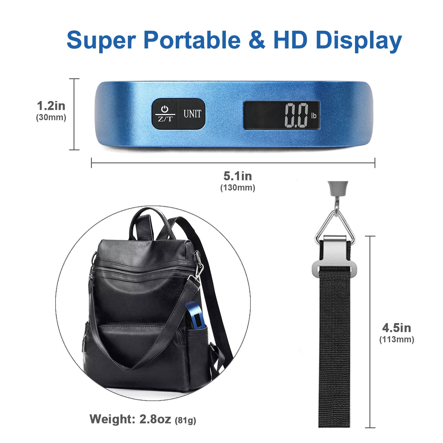 3 Pieces Digital Travel Luggage Scale 110 Lbs Hand Held Digital Weight  Suitcase Scale Portable Baggage Travel Bag Scale with Hook, Battery Included