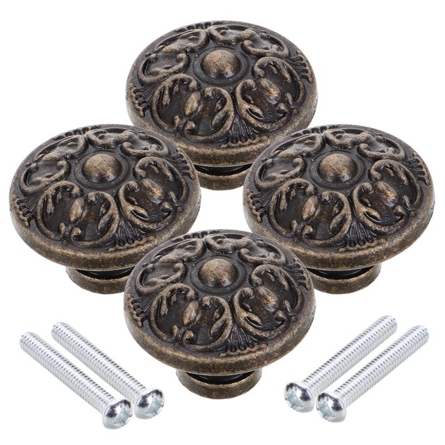 4 pomos antiguos para armario de cocina, tiradores de cajón de tocador vintage, manijas redondas de un solo orificio para baño, dormitorio, armario, herrajes para muebles