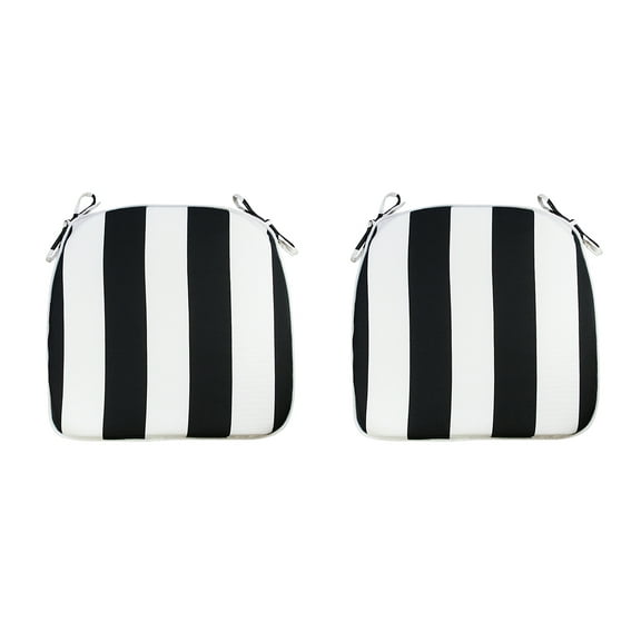 FBTS Prime 16x17 inch All-Weather Black Stripe Outdoor Seat Pads, Pack of 2