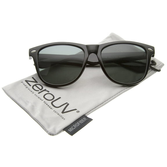 zeroUV - Large Retro Classic Glass Lens Casual Horn Rimmed Sunglasses - 54mm