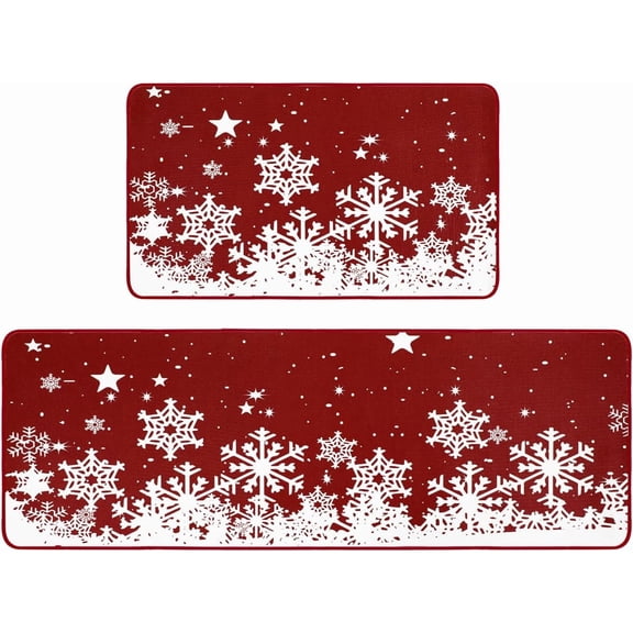 2 Pcs Christmas Kitchen Rug and Mat Christmas Kitchen Decor Christmas Anti Fatigue Kitchen Mat Christmas Decorations for Bathroom,Home,Indoor17 X 47" 17" X 29"
