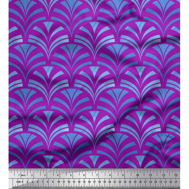 Soimoi Poly Georgette Fabric Scales Geometric Printed Craft Fabric by the Yard 52 Inch Wide
