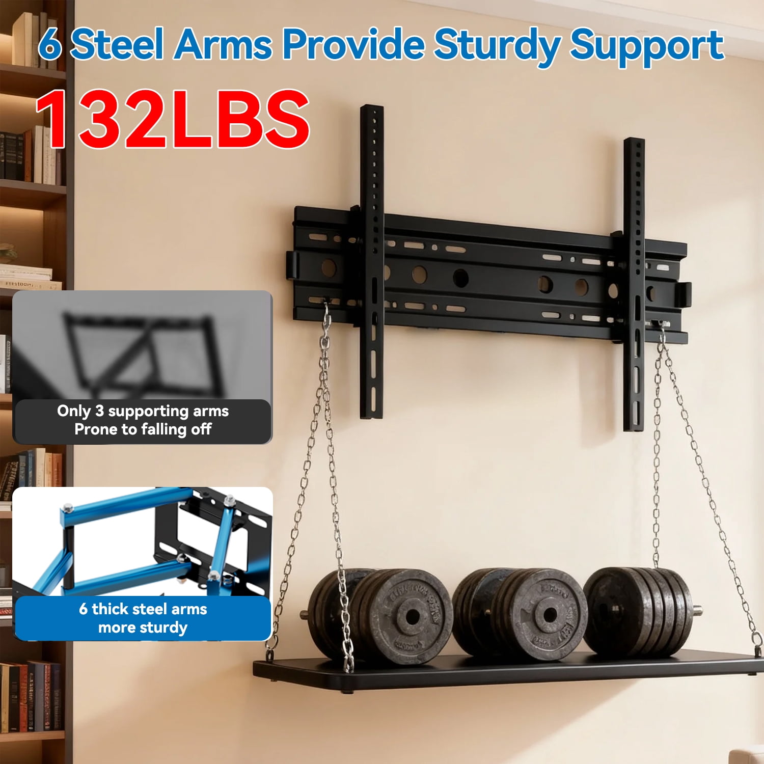Full Motion TV Wall Mount Bracket for 32-80 inch TVs, Articulating Arms with Swivel Tilt Extension, Holds Up to 132lbs, Max VESA 600x400mm