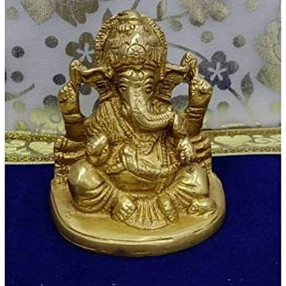 Ganpati Idol Small Ganesha Statue Lord Ganesha Idol for Pooja Hindu God Statue Ganpati Murti in Brass Ganesha Sculpture Indian Temple Pooja Madir Decor Home Temple Decor Items - AtoZ India Cart