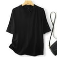 thumbnail image 2 of Floleo Blouse Tendance à Manches Courtes pour Femmes, Style T-Shirt, Légère et Ample, Garde-Robe Féminine (Noir, TG), 2 of 8