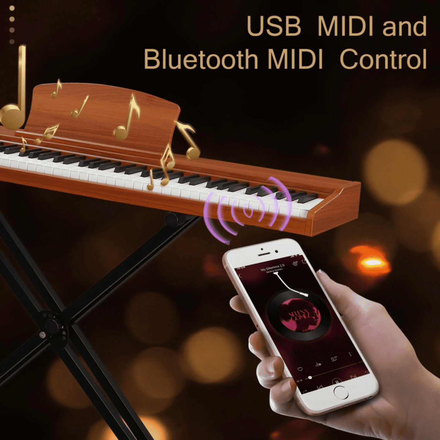 Hassch 88 Key Digital Piano, Beginners Semi-Weighted Keyboard with Headphone, MIDI Bluetooth and Triple Pedals, Walnut