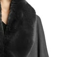 thumbnail image 5 of Xfvqtps Women Cape Faux Fur Collar Plush Edge Cloak Open Front Solid Color Large Size Loose Thickened Windproof Coldproof Warm Winter Long Coat Dark Gray, 5 of 9