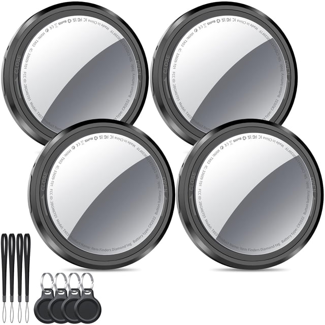 Etiquetas QCOQ Air Tracker, paquete de 4 unidades, Bluetooth, color negro, Find My