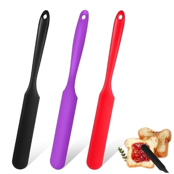 Armastuse Silicone Jar Spatula, 3Pcs Spatulas Kitchen Set, Heat Resistant Jam Spreader for Baking Mixing Cake Cream Butter Scraper