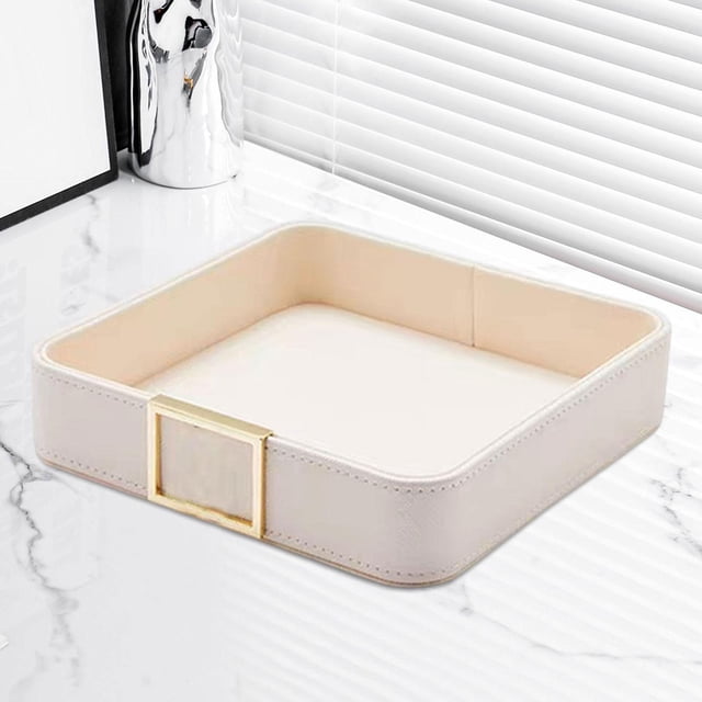Bandeja de cuero de PU organizador de baratijas para llaves gris Yinane
