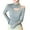 Gray-02, variant on STETMN Long Sleeve Shirts for Women Cutout Front Mock Neck Tops Basic Solid Slim Fit Tunic Tee