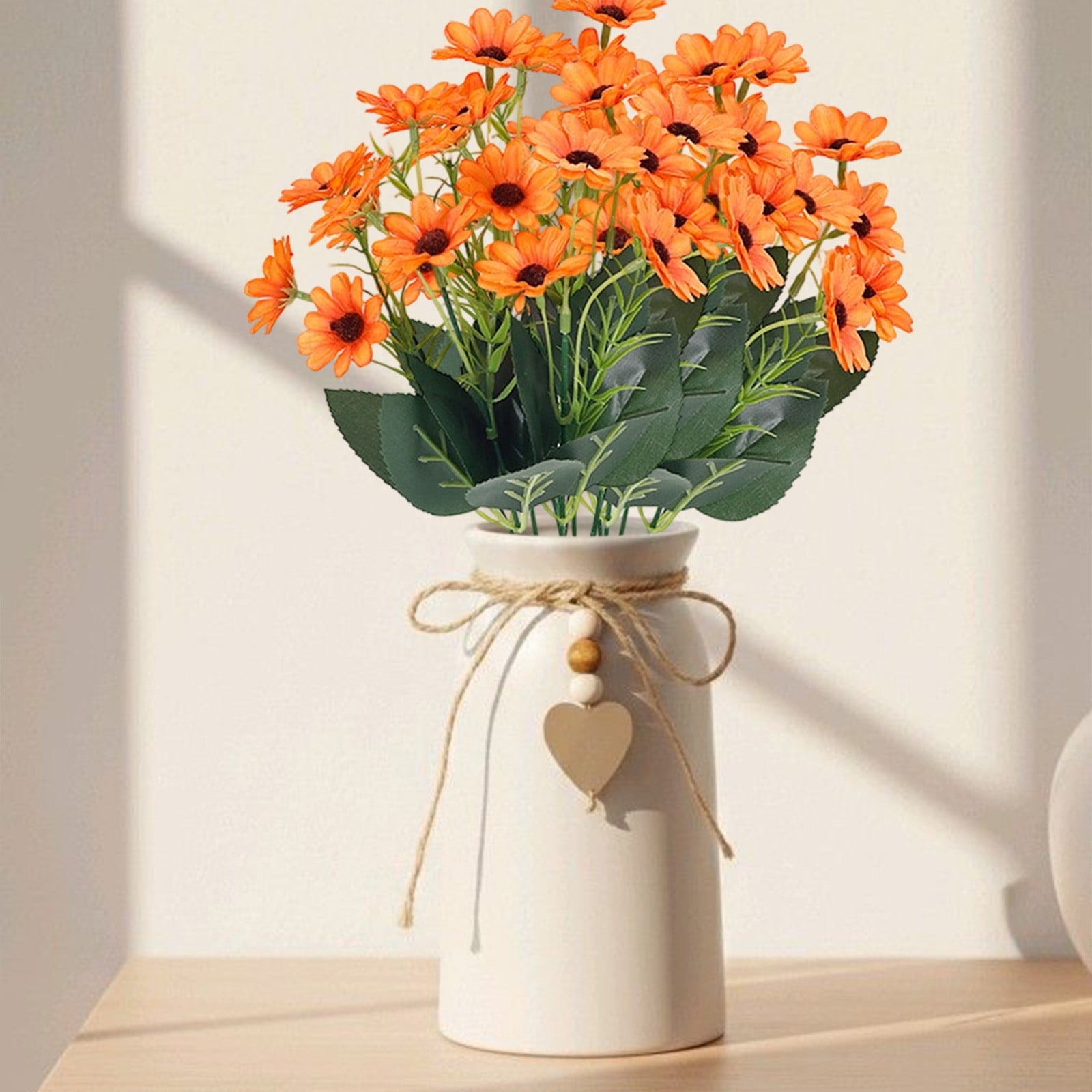 Artificial Daisies Flowers Vase Filler Realistic Fake Silk Daisy Stems for Home Office Table Centerpieces Wedding Party Decor Lifelong No-Water Floral Arrangement