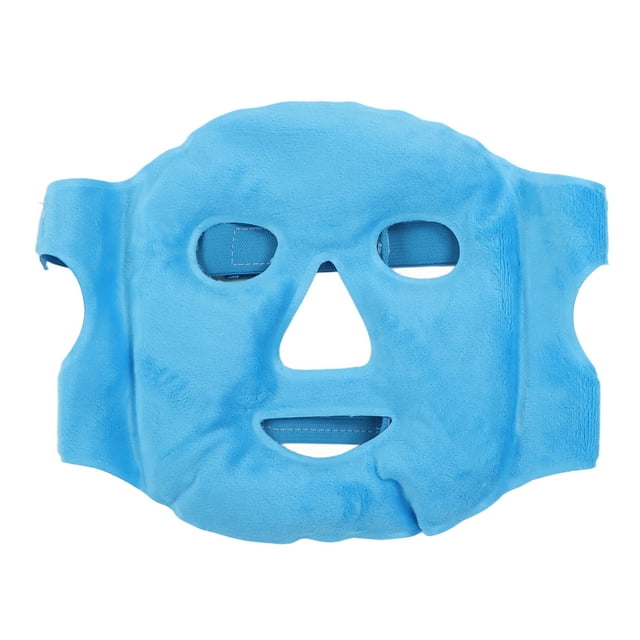 Compresa de gel frío/calor con perlas para la cara, suave, para aliviar el estrés y la hinchazón, para dormir, color azul oscuro