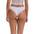 thumbnail image 2 of DARING DIVA Women's Lace Trim Cotton Ribbed Hipster Mid Waisted Panty S White, 2 of 6