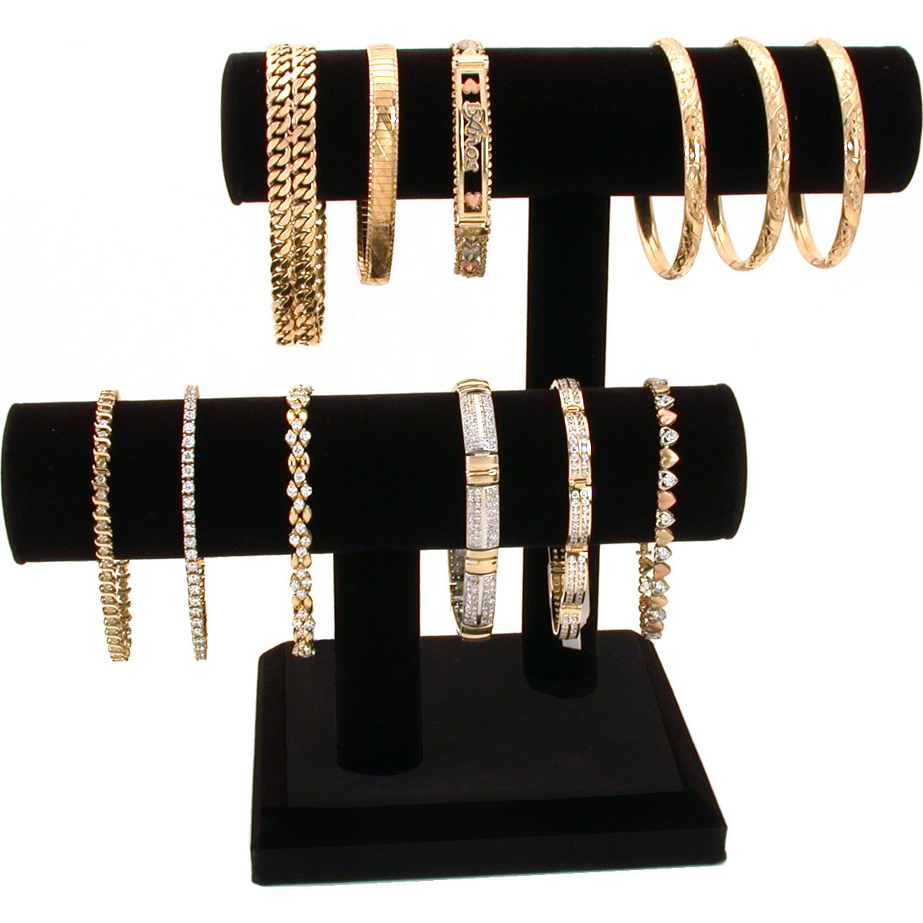 BLACK VELVET Oval T-Bar Jewelry Bracelet Holder Display For Retail Store 