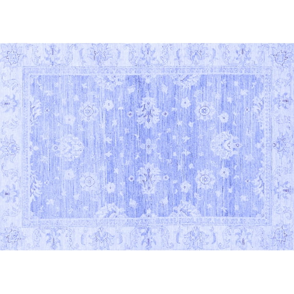 Ahgly Company Machine Washable Indoor Rectangle Oriental Blue Modern Area Rugs, 2' x 3'