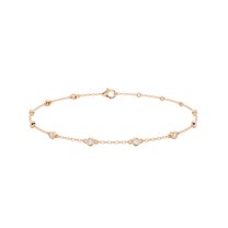 0.30 Ct Moissanite Station Bracelet for Women 14K Rose Gold Plated Silver Classic Bracelet Size 8 inch Jewelry Gift for Her Size 8