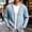 Light Blue, variant on 2026 Men's V Neck Washed Denim Cardigan Jacket, Wooden Button Front Slip Side Pockets Loose Fit Casual Daily Shacket Outerwear