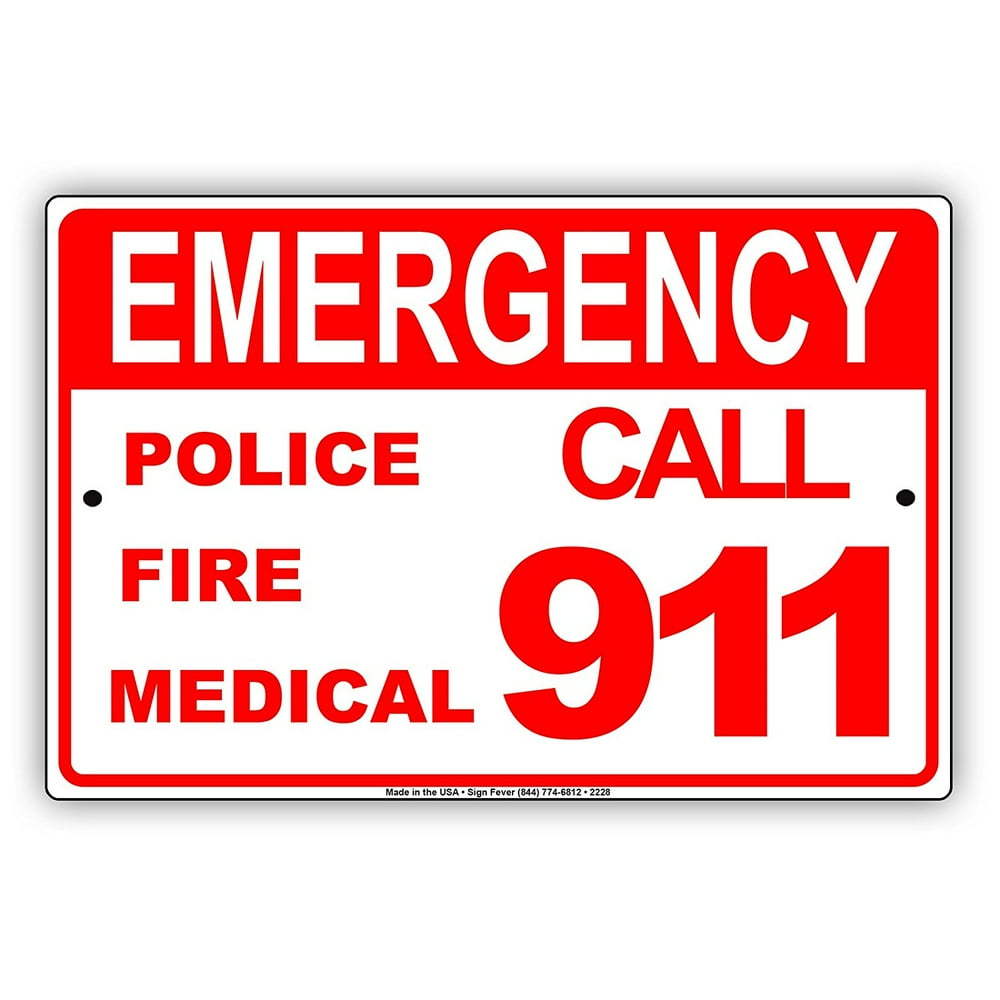 Emergency Police Fire Medical Call 911 Safety SOS Alert Caution Warning