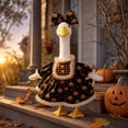 thumbnail image 2 of AuroraX Porch Goose Clothes Set 17 19 inch 23 inch Porch Goose Fall Outfit Sets Pumpkin Print Bow Headwears and Lace Dress Funny Porch Goose Accessories Lawn Garden Decor, 2 of 9