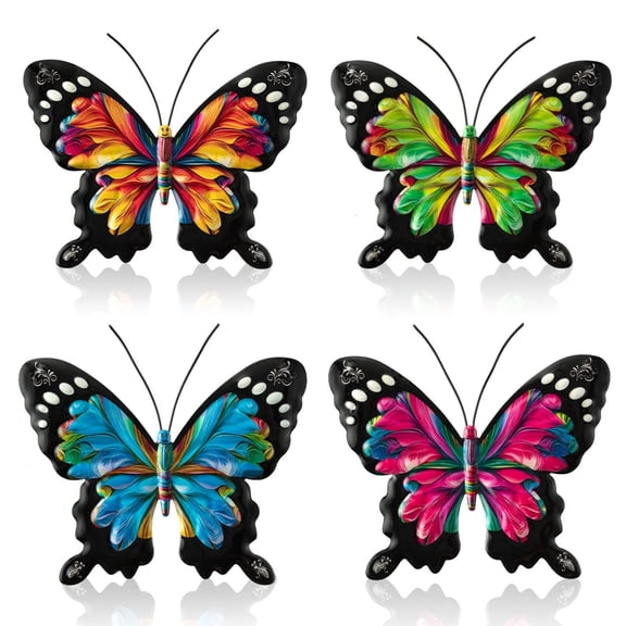 2ooya Metal Butterfly for Wall Decoration,17x13cm,Colorful,4 Count