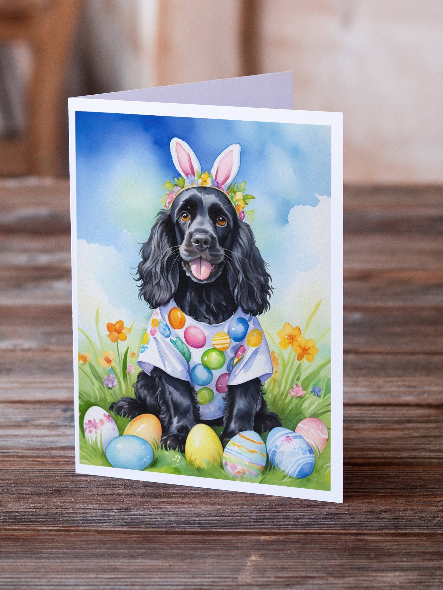 Cocker Spaniel Easter Egg Hunt Greeting Cards Pack of 8 7 in x 5 in