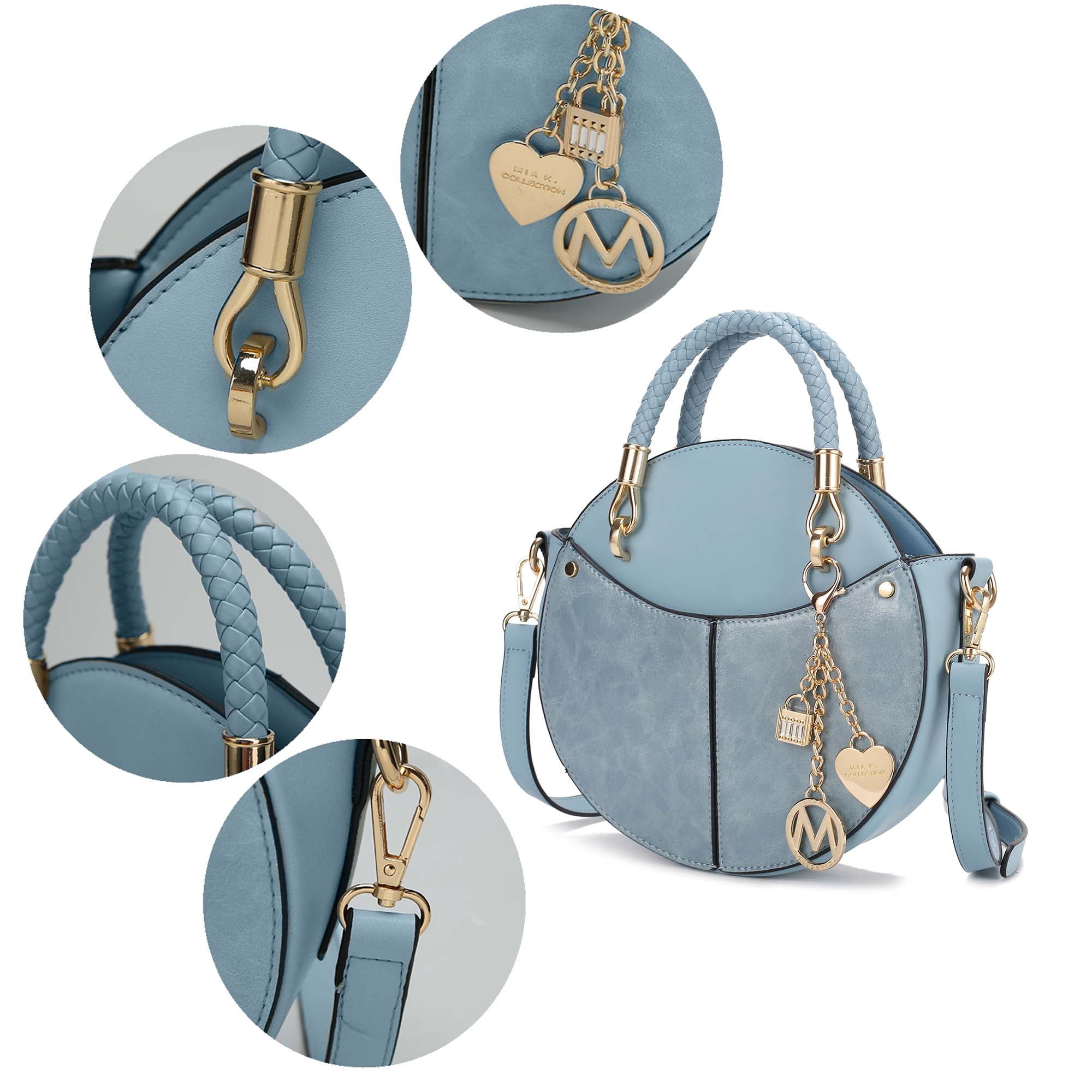 MKF Collection Nobella Women’s Crossbody Vegan Leather Functional and Trendy Handbag by Mia K. -Charcoal