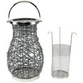 thumbnail image 4 of Northlight Woven Iron Pillar Candle Lantern with Glass Hurricane - 16.25" - Gray, 4 of 8