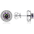 thumbnail image 2 of RYLOS Halo Designer Matching Set Sterling Silver: Ring, Earring & Pendant Necklace. Gemstone & Diamonds, 4MM Alexandrite June Birthstone; Size 9, 2 of 9