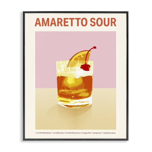 Stupell Industries Amaretto Sour Classic Drink Food & Beverage Painting Black Framed Art Print Wall Art, 11 x 14