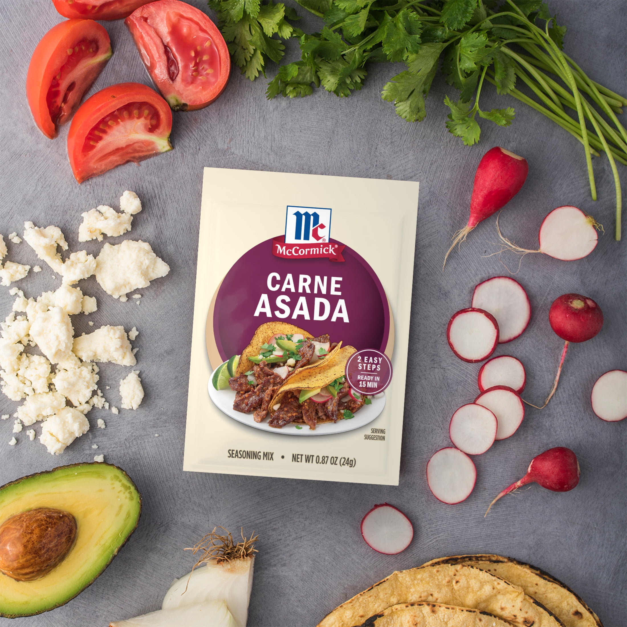 (12 pack) McCormick Street Taco Carne Asada Seasoning Mix, 0.87 oz Packet