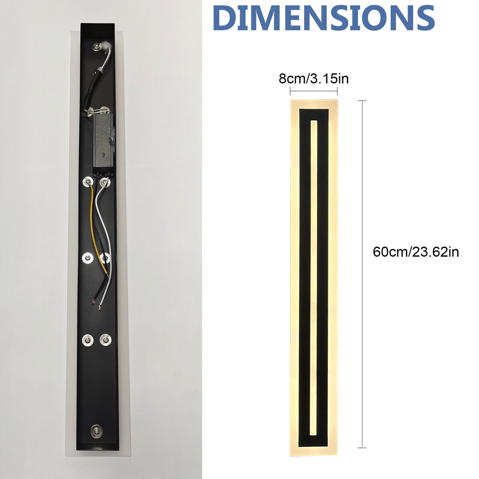 LED Wall Light Sconce Outdoor Modern Lamp Exterior Light Long Strip Waterproof Steel and Acrylic