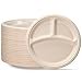 thumbnail image 3 of Comfy Package [10 Inch - 125 Count Heavy-Duty 100% Compostable Plates, 3 Compartment Eco-Friendly, Kraft Disposable Sugarcane Paper Plates - Brown Unbleached, 3 of 4