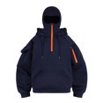 thumbnail image 2 of LWavelet Mens Full Face Zip Up Hoodie Sweatshirt with Adjustable Drawstring Hood Long Sleeve Pullover with Utility Pockets for Outdoor Sports, 2 of 7